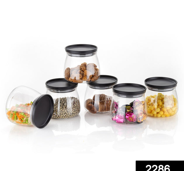 Set of 6 matka-shaped jars with airtight lids