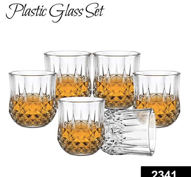 Transparent unbreakable plastic glasses set