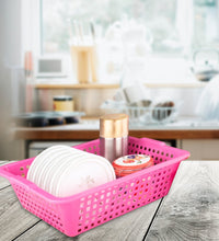 Medium size plastic cane fruit basket, close-up