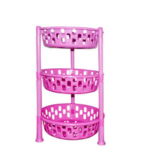 Round plastic storage rack organizer with multiple tiers