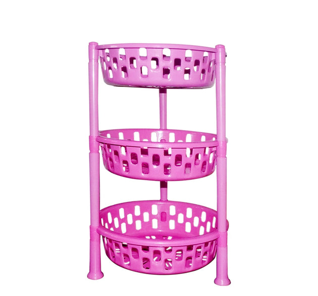 Round plastic storage rack organizer with multiple tiers