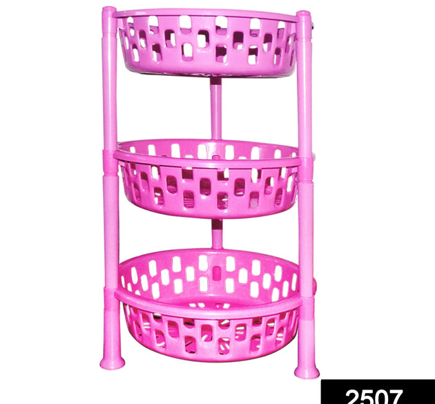 Round plastic storage rack organizer with multiple tiers