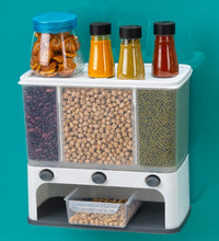 Cereal dispenser with wall mount and push button