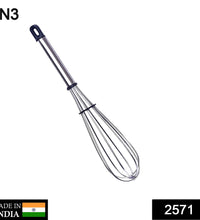 Close-up of 10-inch stainless steel whisk for beating eggs