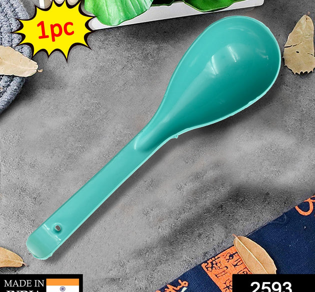 Ergonomic plastic serving spoon.