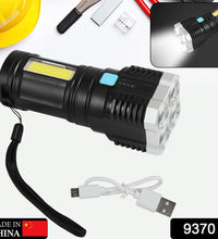 Portable 4 LED torch with strong beam and COB light for camping