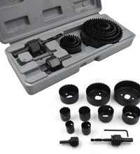 19-64mm hole saw kit with 12 different sizes.