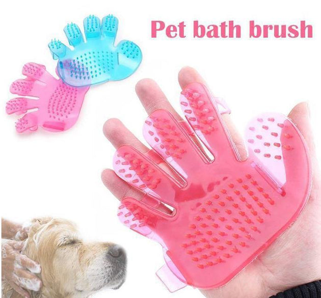 Rubber Pet Cleaning Massaging Grooming Glove Brush