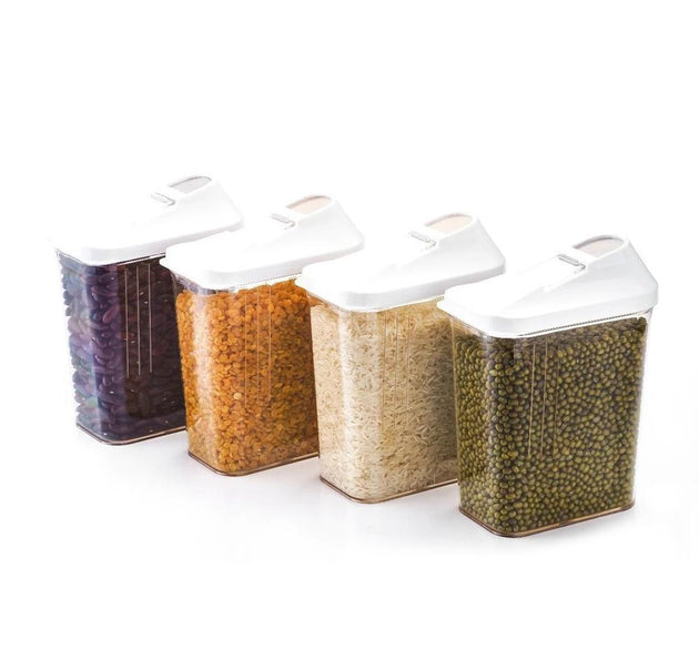 Set of 6 plastic storage jars with lids