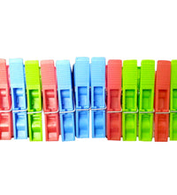 Plastic cloth clips in vibrant colors for versatile home use (12 pcs).