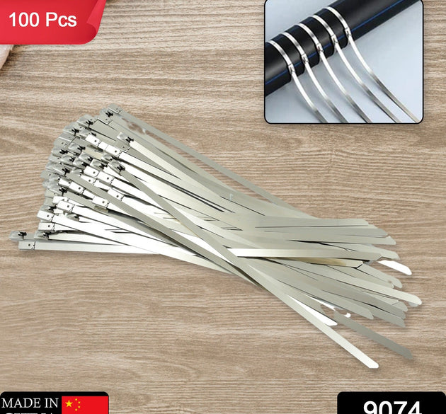 Stainless Steel Cable TIE Used for Solar, Industrial and Home Improvement Multipurpose HIGH Strength, Self-Locking Zip Ties, Multi-purpose Tie, Portable Rustproof 100Pcs Wide Application Zip Tie Set for Building (100 pcs Set / 4.6x200MM)