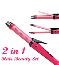 Hair straightener and curler, 2-in-1 device.