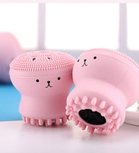 Cute octopus-shaped silicone face scrubber and massager for skincare.