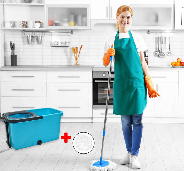 Spin mop with bucket for floor cleaning