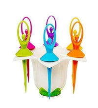 Fruit fork set with a unique dancing doll stand