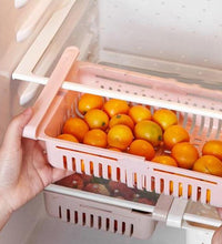 Multi-purpose fridge storage baskets for organized food.