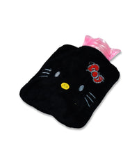 Hello Kitty hot water bag in black, ideal for neck, shoulder, and hand warmth