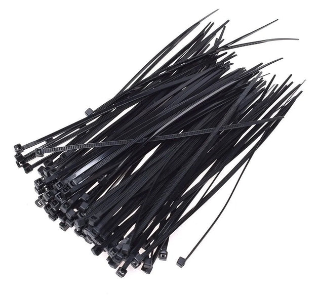 Heavy-duty nylon zip ties, 4 inches, black, pack of 100