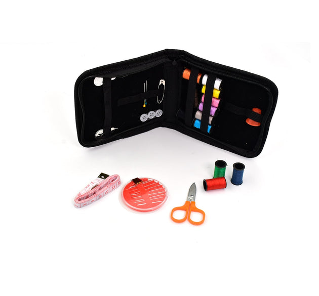 Sewing kit with various tools and accessories