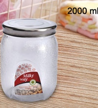 Large glass mason jar for pantry organization and airtight storage (2000 ml).