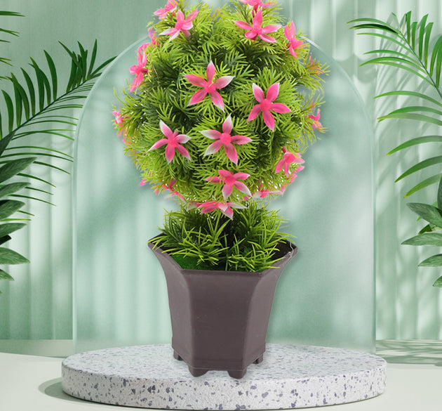 Wild Artificial Flower Plants with Cute Pot | Flower Plant for Home Office Decor | Tabletop and Desk Decoration | Artificial Flower for Balcony Indoor Decor, Plants for Living Room (1 Pc)