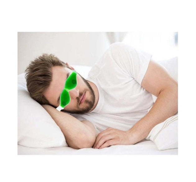 Green cold eye mask with straps