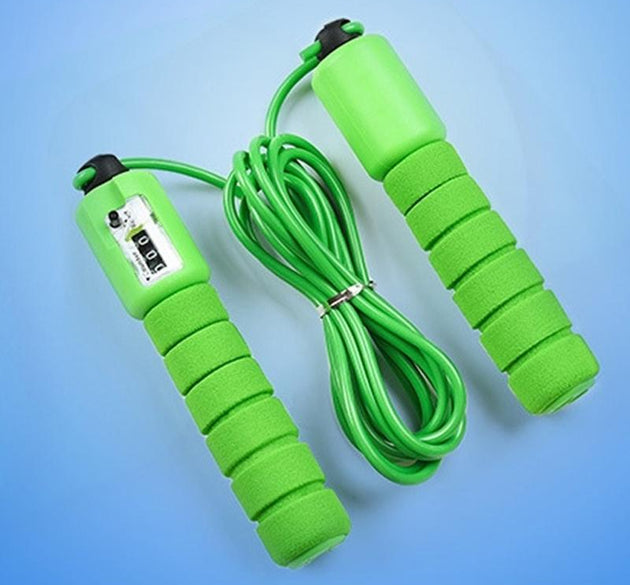 Electronic counting skipping rope for workouts.