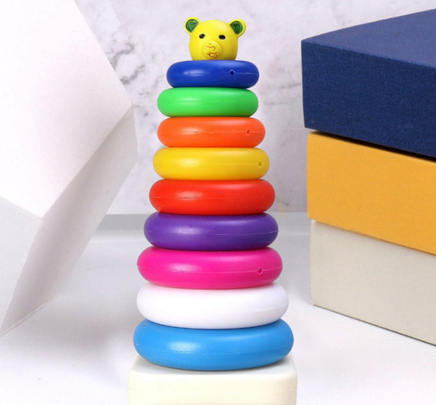 Set of 9 plastic teddy bear stacking rings