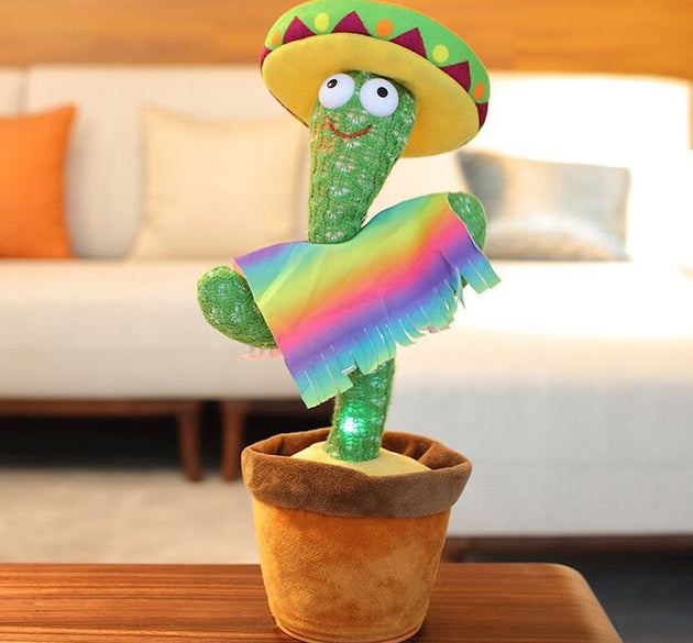 Dancing cactus toy with LED lights and music feature