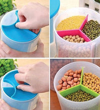 Multi-compartment storage container with airtight seal for freshness.