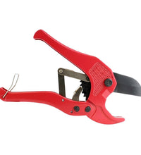 Efficient pipe cutter for PVC and tubing.