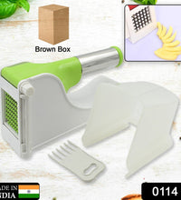 Potato chipper with container for easy slicing.