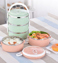 Three layer stainless steel hot lunch box.