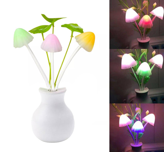 LED mushroom night light with auto sensor.