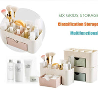 Makeup storage box with multiple sections for organizing beauty products