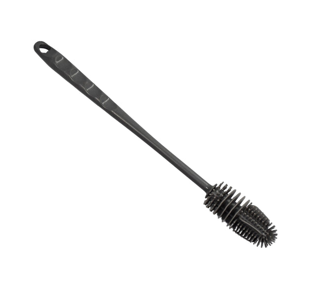 Bottle cleaning brush with flexible bristles.