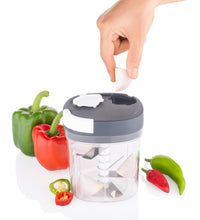 Chopper and slicer with ergonomic handle and durable blade for efficient food preparation