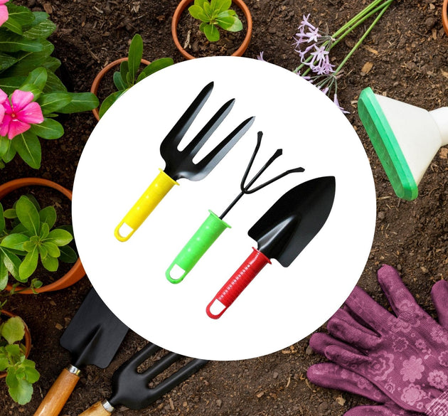 Colorful garden tool set of 3 pieces for easy gardening