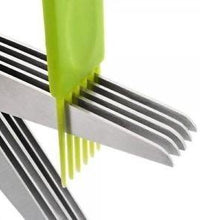 Herb scissors with ergonomic handle and five stainless steel blades