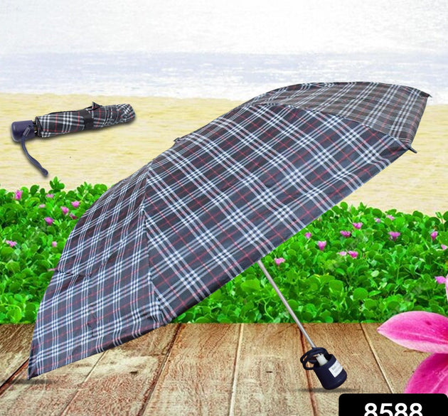 3-Fold Sun & Rain Protective Solid Foldable Umbrella, (1 Pc)