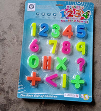 Educational toy with magnetic numbers for interactive play.