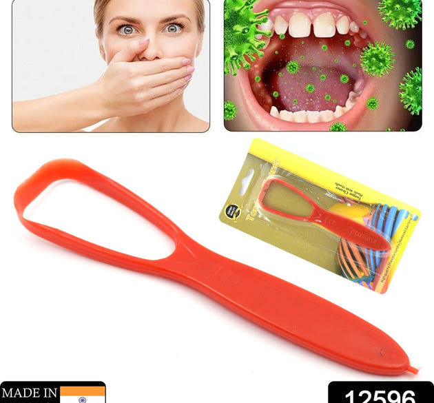 Plastic Tongue Cleaner For Kids & Adults | Tongue Scraper For Bad Breath, Maintain Oral Hygiene for Daily Use | for Fresh Breath & Bacteria Removal | Improved Taste Plastic With Handle Tongue Cleaner (1 Pc )