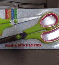 Pack of two scissors with ergonomic handles.