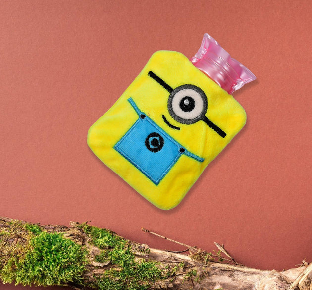 Small Minions hot water bag with cover for pain relief