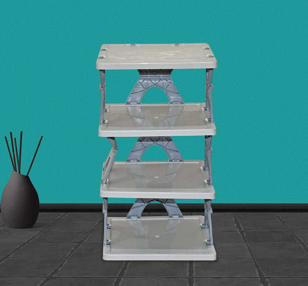 Foldable Shoe Rack (1 Pc, 4 Layers): Space-Saving, Entryway Storage