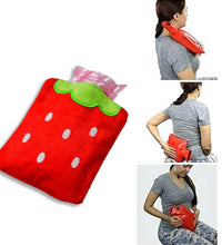 Cute strawberry hot water bag for effective neck pain relief.