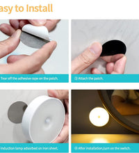 Round LED motion sensor light, 8 LEDs, for automatic and efficient lighting.