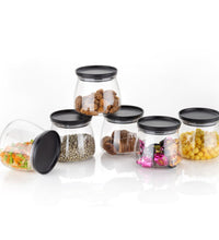 Set of 6 matka-shaped jars with airtight lids