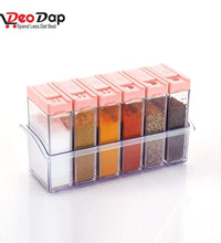 Plastic spice jars set with various colors and sizes