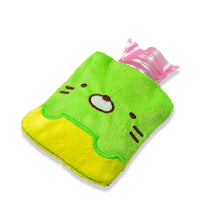 Green Kitty hot water bag designed for menstrual cramps and pain relief